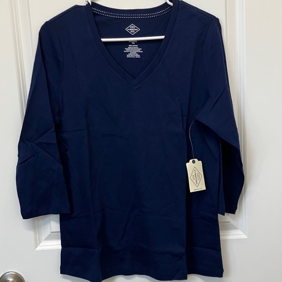NWT St. Johns Bay Woman's V neck 3/4 sleeve T shirt - Picture 4 of 13